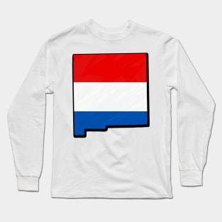 Red, White, and Blue New Mexico Outline Long Sleeve T-Shirt